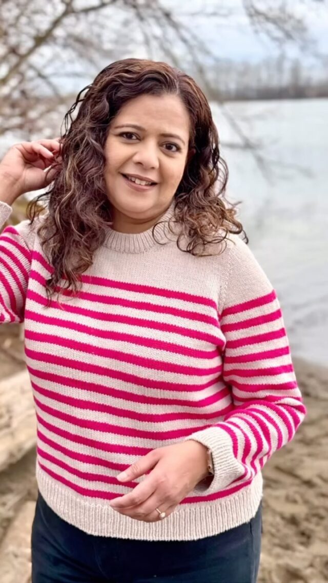 Finally got around to taking pictures of my Lyon Sweater. It has just the right amount of coziness. 

Stripes, folded collar, couture shaped shoulders, perfect sleeve fit… so many great details in this piece.  I used @knittingforolive Merino held double. The colours are Marzipan and Pink Daises. 
Pattern is by @petiteknit 

#lyonsweater #petiteknit #celebratehandmade #slowfashion #thehandmadeparade #modernmaker #igknitters #knittersofinstagram #knittingforolive